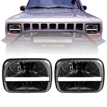 7x6 5x7 LED Headlights with DRL and Turn Signal Kit for Jeep Wrangler YJ & Cherokee XJ