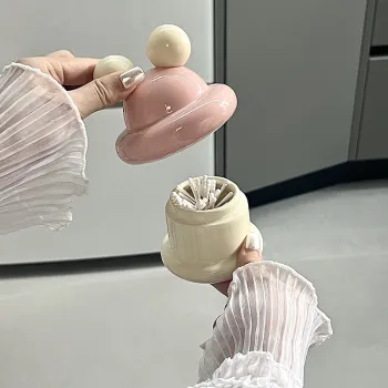 Cute Cream Color Ceramic Toothpick Jar Storage