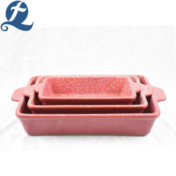 Wholesale Printed Rectangular Ceramic Baking Pan Tray