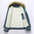 Men's Denim Jacket with Fur Collar for Winter