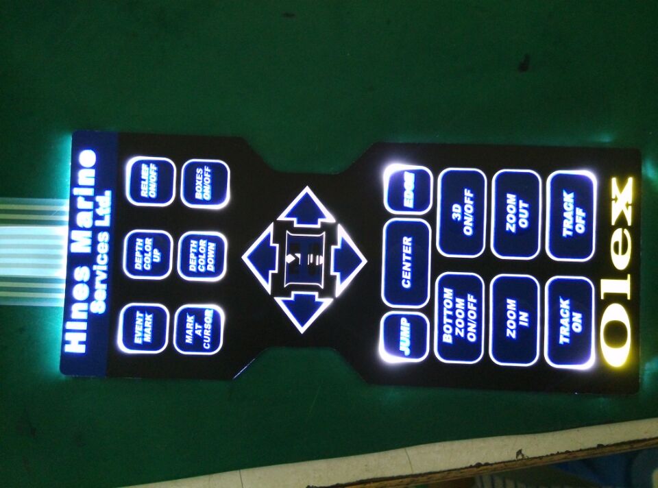 teclado de membrana de retroiluminación de membrana de retroceso de China personalizado