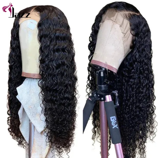 180% Density HD Swiss Lace Deep Wave Remy Brazilian Real Human Hair Lace Front Wig Pre Plucked Lace Front Wigs