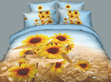 High Quality Cotton 3D printed Sunflower Bedding set, 2014 Latest Design 3D printed Bedding set