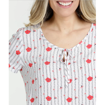 Blusas de chiffon com estampas femininas listradas de flores