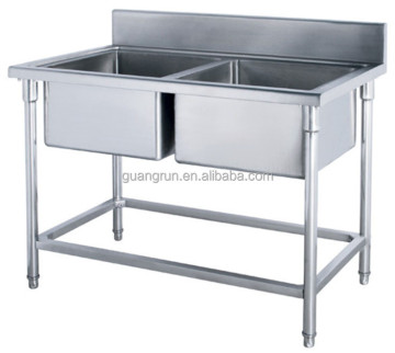 GR-303C Commercial Stainless Steel Kitchen Sink with Shield and Adjustable Feet for Restaurants