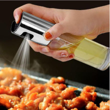 1xGlass Olive Oil Sprayer Kitchen Oil Spray Bottle Pump Stainless Steel Oil Pot Leak-proof Drops Oil Dispenser BBQ Cooking Tools