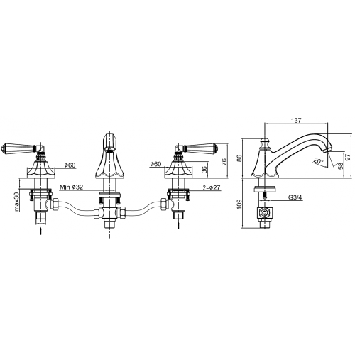 China Vintage Deck Mounted Basin Faucet Supplier