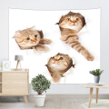 Three Cats Lovely Tapestry Animal Cute Wall Hanging 3D Print Tapestry for Livingroom Bedroom Home Dorm Decor