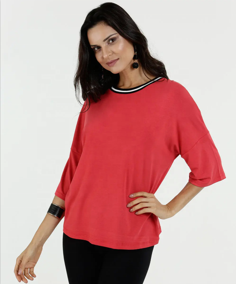 Blusas com manga quimono para mulheres blusa preta com fita branca