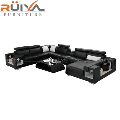 Ruiya Furniture Luxury Contemporary Imperial Sectional Sofa in Italian Leather