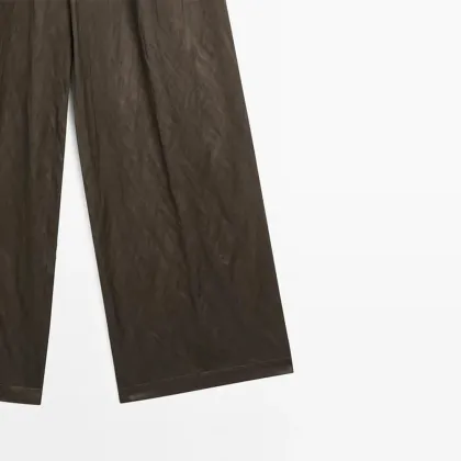 Women's versatile minimalist style satin wide leg pants casual pants
