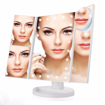 2022 Factory 22leds LED Tri-Fold Touch Hand Held Makeup Vanity Light Mirror "