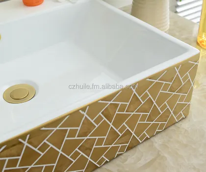 Artistic Golden Basin Counter Basin Ceramics Bathroom Art Basin