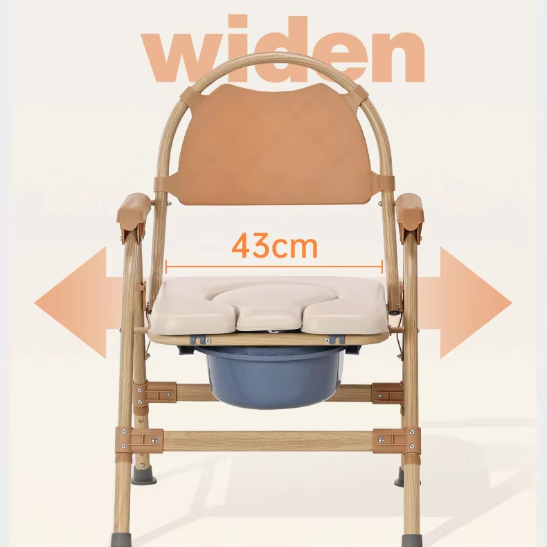 Source Factory Wholesale Accord with Ergonomic Household Foldable Aluminium Alloy No Installation Elderly Luxury Bedside Commode4