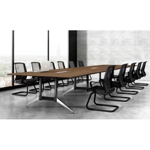 Mesa de reunião grande e moderna com pernas de alumínio