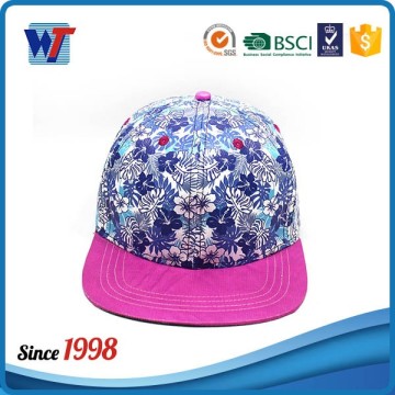 Women Floral Tropical Print Square Brim Snapback Hat