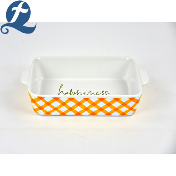 Unique Printed Rectangular Baking Tray with Handle