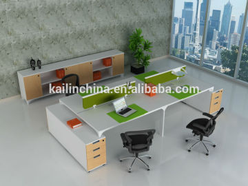2016 simple model high quality green material customized good price office workstation table 4 people staff desk factory direct