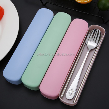 Portable Travel Cutlery Set - Stainless Steel Knife, Fork, Spoon & Chopsticks for Hiking & Camping