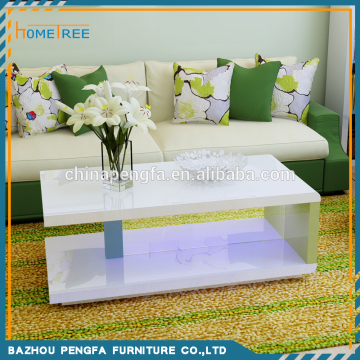 Fashion Simple High Gloss Wooden Coffee Table With Glass