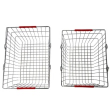 Supermarket Chrome Plated Iron Wire Shopping Basket