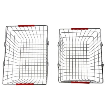 Supermarket Chrome Plated Iron Wire Shopping Basket