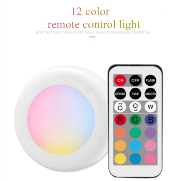 Wireless RGB Dimmable Under Cabinet Puck Lights - Battery Operated Remote Control LED Lighting