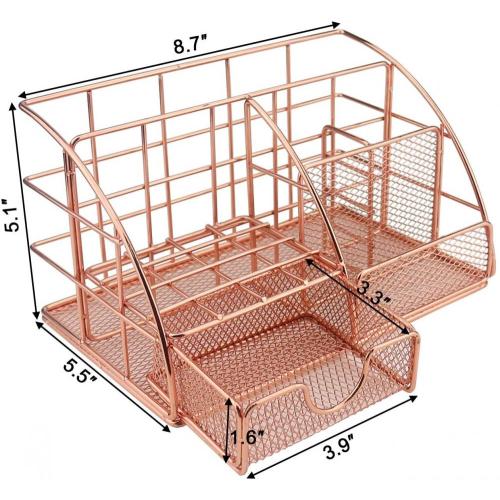 Rose Gold Metal Desk Supplies Organizer