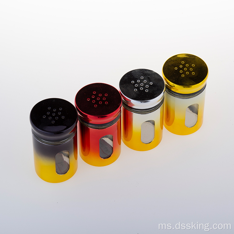 Dua warna elektroplating canggih lanjutan 150ml balang kaca rempah kaca penyimpanan balang