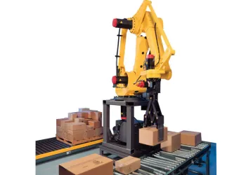 Double Lane Robot Palletizer 80 Case/hour, Glass / Plastic Bottle Packaging Machine