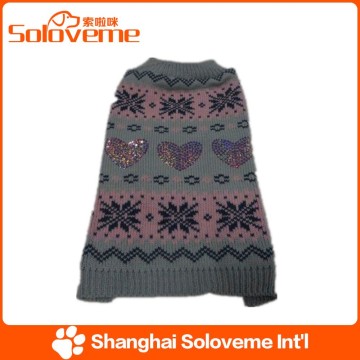 hot sale snowflake&heart print dog sweater custom pet clothing