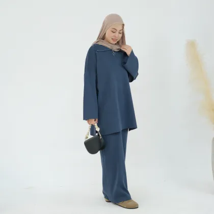 PROMISTAR Autumn Winter Middle Eastern Thickened Knitted Loose Sweater Skirt Modest Suit