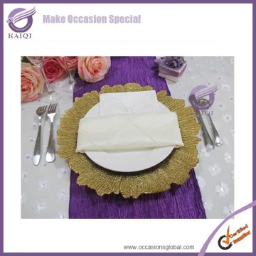 Wedding Hobnail Gold Beaded Plastic Melamine Charger Plates