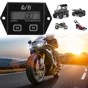 Motorcycle Motor Boat Car Stroke Engine LCD Display Tachometer Engine Tach Hour Meter Digital  Gauge Inductive Motorcycle