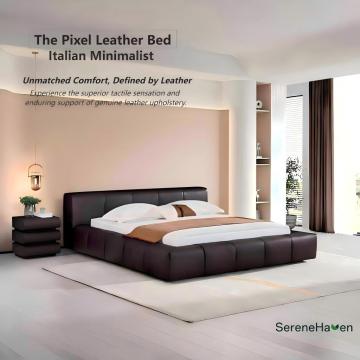 Letto imbottito moderno con struttura in legno