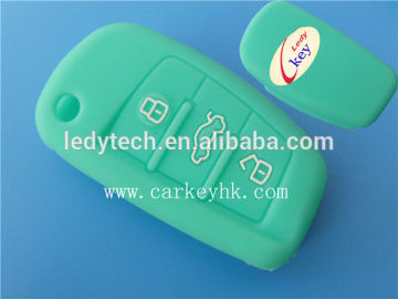 Environmental Silicone car key cover 3 buttons flip key shell silicone case for remote controll green color