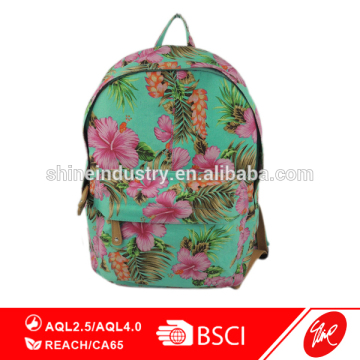 Flowers Printed Canvas Casual Backpack