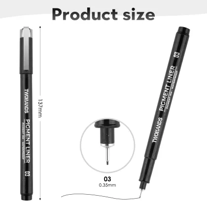 12 Different Sizes Micron Pigment Fineliner Pens - Black Drawing Pen for Factory Sales
