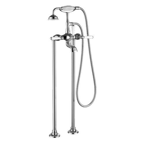 Double lever bath mixer floor-standing