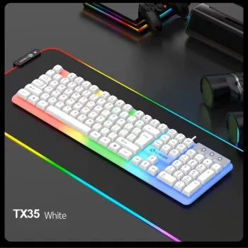 RGB Backlit Mechanical Keyboard Mouse Combo for Desktop/Laptop - 104-Key 2.4G USB Wired