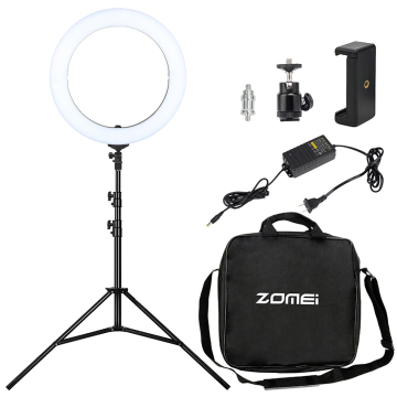 18 Inch LED Video Ring Light with 448 LEDs - Dimmable Circle Light for Film Shooting and Studio Videos (Includes Carrying Bag)