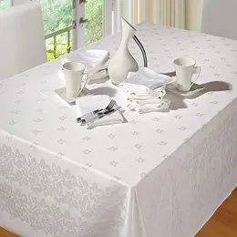 White cotton damask square table cloth