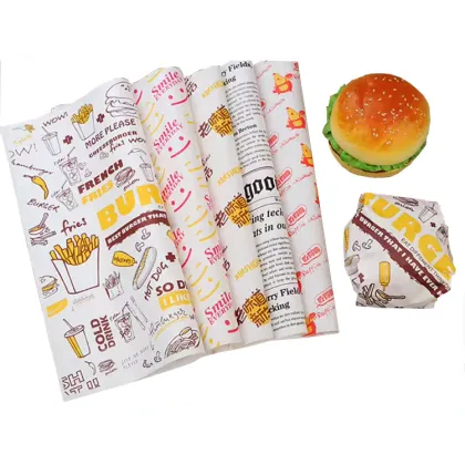 Custom Printed Burger Sandwich Parchment Wrapping Paper - Anti-Oil