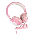 Симпатичные розовые женские стереонаушники с басовым звуком