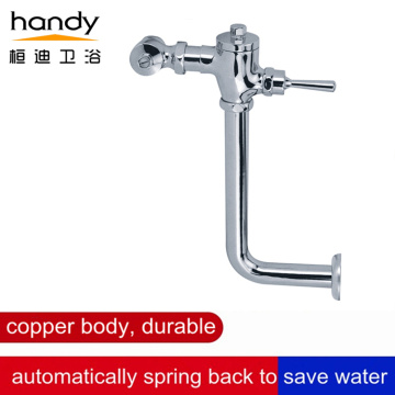 Hand-operated flushing valve with piping