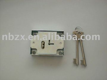 zinc plated 7 levers drawer lock with 2 zinc keys