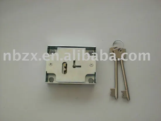 zinc plated 7 levers drawer lock with 2 zinc keys