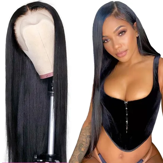 40inch 100% Brazilian Virgin Human Hair Transparent Swiss Lace Wig HD Lace Front wigs for Black Women
