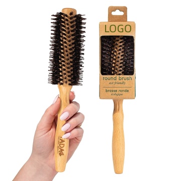 Professional Private Label Salon Hairbrush: 100% Natural Wooden Handle with Nylon and Boar Bristles for Smooth Styling