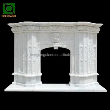 Hand Carved White Marble Fireplace Surround for Home Decor